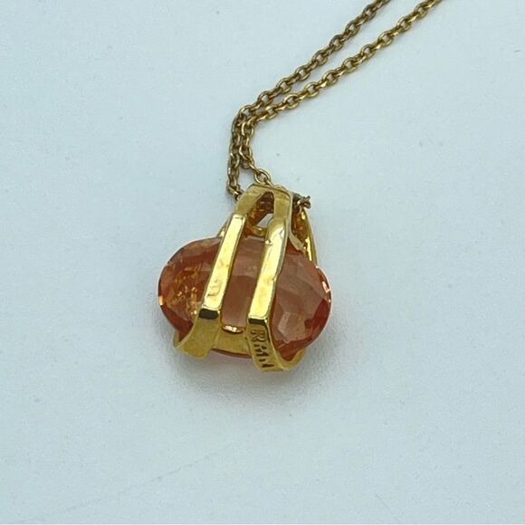 Roman Co Simulated Citrine Necklace | Crystal Stone Gold Pendant Stamped RMN - Picture 8 of 12